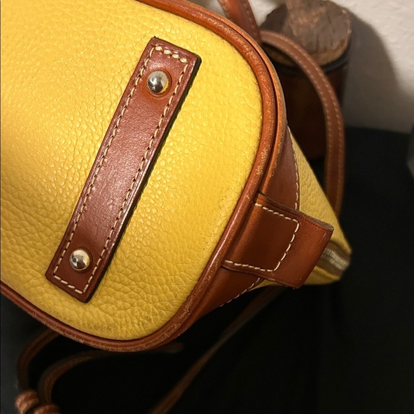 Dooney & Bourke Vibrant Yellow and Rich Brown Satchel - Picture 9 of 13
